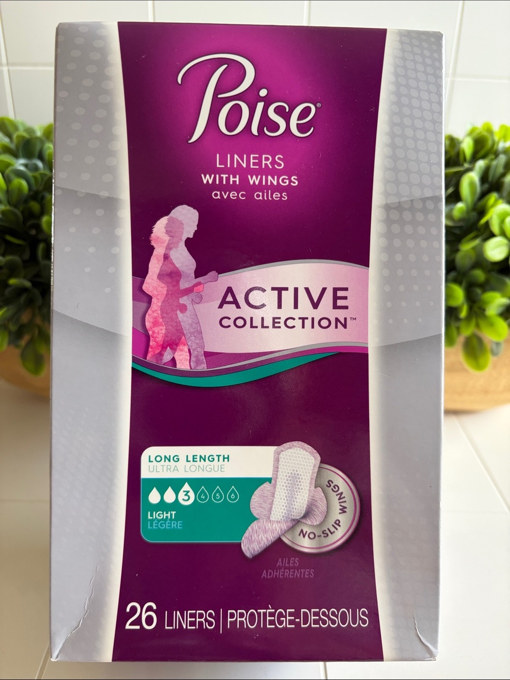 Poise Active Collection Liners With Wings  in Purple and Teal